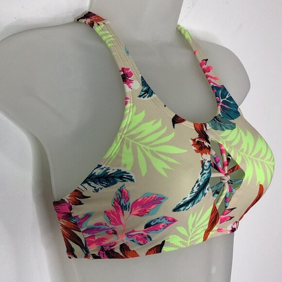 Xhilaration Womens Tropical Bikini Top with Keyhole Front Lace Up Back Sz Small - Picture 5 of 12